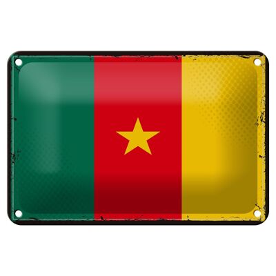 Targa in metallo Bandiera del Camerun 18x12 cm Decorazione bandiera retrò del Camerun