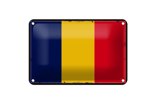 Blechschild Flagge des Tschad 18x12cm Retro Flag of Chad Dekoration