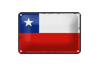 Signe en étain drapeau du chili 18x12cm, drapeau rétro du chili, décoration 1