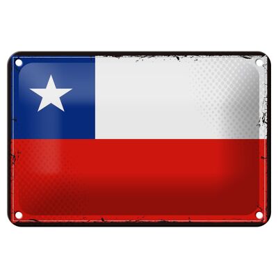 Blechschild Flagge Chiles 18x12cm Retro Flag of Chile Dekoration