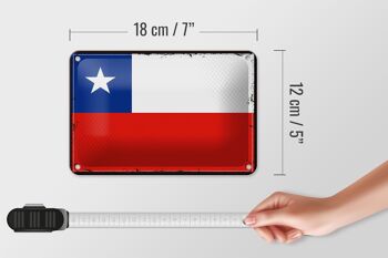 Signe en étain drapeau du chili 18x12cm, drapeau rétro du chili, décoration 5