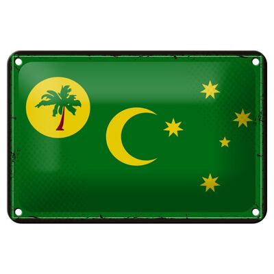 Cartel de chapa con bandera de las Islas Cocos, decoración Retro de las Islas Cocos, 18x12cm