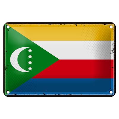 Targa in metallo Bandiera delle Comore 18x12 cm Decorazione bandiera retrò delle Comore