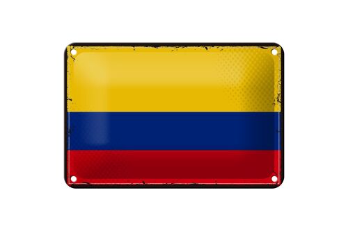 Blechschild Flagge Kolumbiens 18x12cm Retro Flag Colombia Dekoration