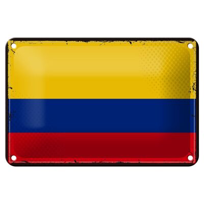 Targa in metallo Bandiera della Colombia 18x12 cm Decorazione bandiera retrò Colombia
