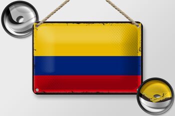 Signe en étain drapeau de la colombie, 18x12cm, drapeau rétro, décoration de la colombie 2