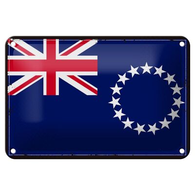 Cartel de chapa con bandera de las Islas Cook, decoración Retro de las Islas Cook, 18x12cm