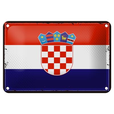 Targa in metallo Bandiera della Croazia 18x12 cm Decorazione con bandiera retrò della Croazia