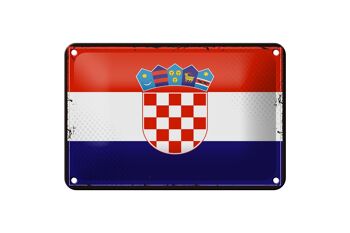 Signe en étain drapeau de la croatie 18x12cm, drapeau rétro de la croatie, décoration 1