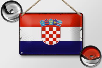 Signe en étain drapeau de la croatie 18x12cm, drapeau rétro de la croatie, décoration 2