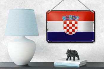 Signe en étain drapeau de la croatie 18x12cm, drapeau rétro de la croatie, décoration 4