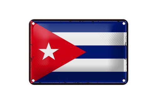 Blechschild Flagge Kubas 18x12cm Retro Flag of Cuba Dekoration