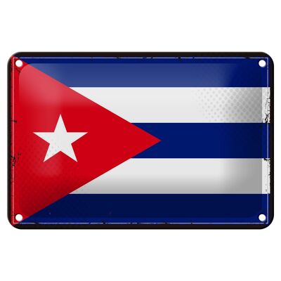 Signe en étain drapeau de Cuba 18x12cm, drapeau rétro de décoration de Cuba