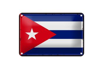 Signe en étain drapeau de Cuba 18x12cm, drapeau rétro de décoration de Cuba 1