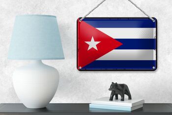 Signe en étain drapeau de Cuba 18x12cm, drapeau rétro de décoration de Cuba 4