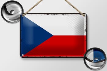 Signe en étain drapeau de la république tchèque, 18x12cm, décoration rétro de la république tchèque 2