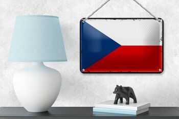 Signe en étain drapeau de la république tchèque, 18x12cm, décoration rétro de la république tchèque 4