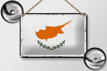 Drapeau de chypre en étain, 18x12cm, décoration rétro, drapeau de chypre 2