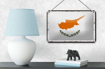 Drapeau de chypre en étain, 18x12cm, décoration rétro, drapeau de chypre 4