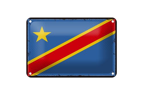 Blechschild Flagge DR Kongo 18x12cm Retro democratic Congo Dekoration