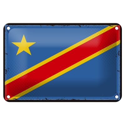 Blechschild Flagge DR Kongo 18x12cm Retro democratic Congo Dekoration