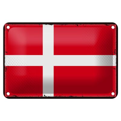 Targa in metallo Bandiera della Danimarca 18x12 cm Decorazione con bandiera retrò della Danimarca