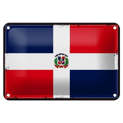 Cartel de chapa con bandera de República Dominicana, decoración Retro de 18x12cm