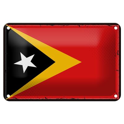 Targa in metallo Bandiera Timor Est 18x12 cm Decorazione bandiera retrò Timor Est