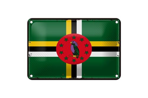 Blechschild Flagge Dominicas 18x12cm Retro Flag of Dominica Dekoration