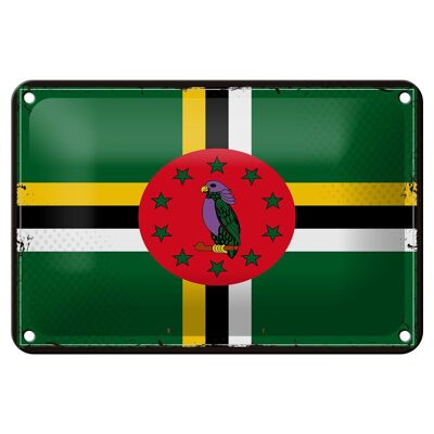 Targa in metallo Bandiera della Dominica 18x12 cm Decorazione con bandiera retrò della Dominica