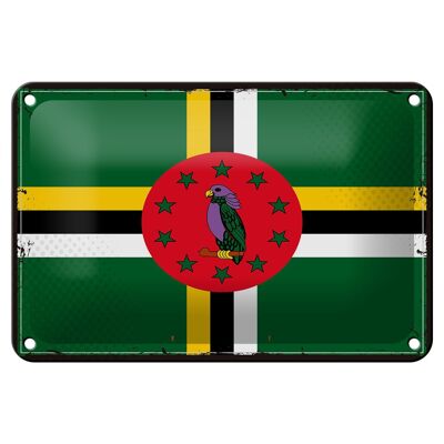 Blechschild Flagge Dominicas 18x12cm Retro Flag of Dominica Dekoration