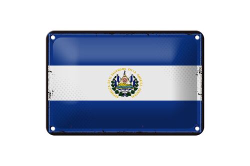 Blechschild Flagge El Salvadors 18x12cm Retro El Salvador Dekoration