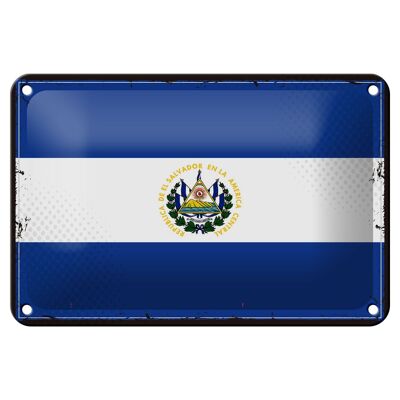 Cartel de chapa con bandera de El Salvador, decoración Retro de El Salvador, 18x12cm