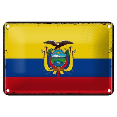 Cartel de chapa Bandera de Ecuador 18x12cm Bandera Retro de Decoración de Ecuador