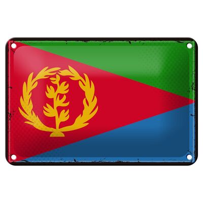 Targa in metallo Bandiera dell'Eritrea 18x12 cm Decorazione con bandiera retrò dell'Eritrea