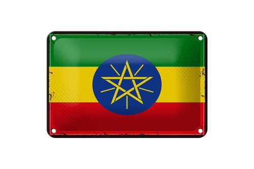Blechschild Flagge Äthiopiens 18x12cm Retro Flag Ethiopia Dekoration