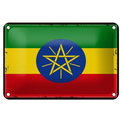 Blechschild Flagge Äthiopiens 18x12cm Retro Flag Ethiopia Dekoration