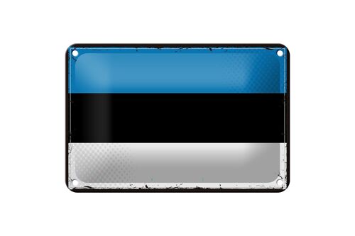 Blechschild Flagge Estlands 18x12cm Retro Flag of Estonia Dekoration