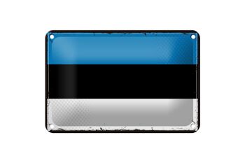 Signe en étain drapeau de l'estonie 18x12cm, drapeau rétro de la décoration de l'estonie 1
