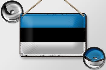 Signe en étain drapeau de l'estonie 18x12cm, drapeau rétro de la décoration de l'estonie 2