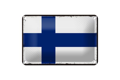 Blechschild Flagge Finnlands 18x12cm Retro Flag of Finland Dekoration
