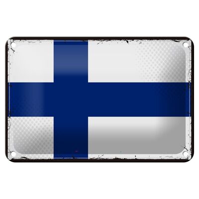 Targa in metallo Bandiera della Finlandia 18x12 cm Decorazione con bandiera retrò della Finlandia