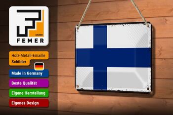 Signe en étain drapeau de la finlande, 18x12cm, drapeau rétro de la finlande, décoration 3
