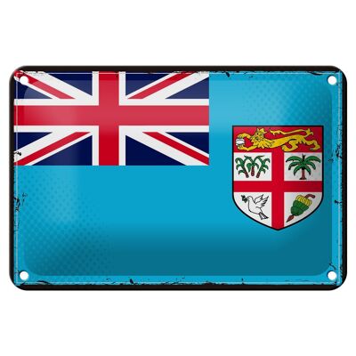 Targa in metallo Bandiera delle Fiji 18x12 cm Decorazione con bandiera retrò delle Fiji