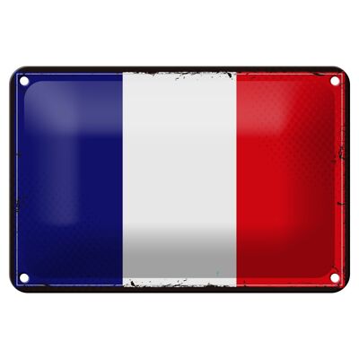 Targa in metallo Bandiera della Francia 18x12 cm Decorazione retrò con bandiera della Francia