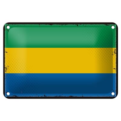 Signe en étain drapeau du Gabon 18x12cm, drapeau rétro du Gabon, décoration