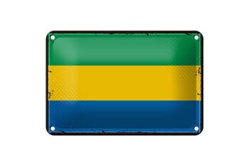 Signe en étain drapeau du Gabon 18x12cm, drapeau rétro du Gabon, décoration 1