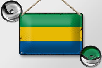 Signe en étain drapeau du Gabon 18x12cm, drapeau rétro du Gabon, décoration 2