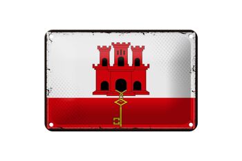 Signe en étain drapeau de Gibraltar 18x12cm, drapeau rétro, décoration de Gibraltar 1