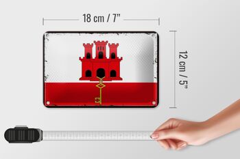 Signe en étain drapeau de Gibraltar 18x12cm, drapeau rétro, décoration de Gibraltar 5